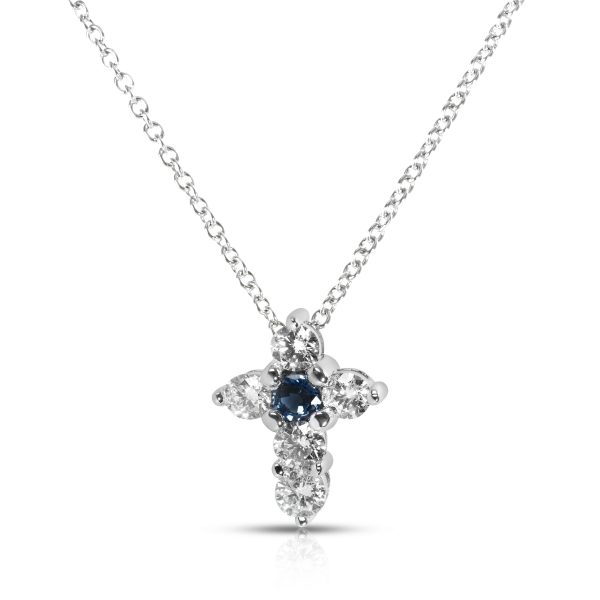 034623 fv 21556efa c1e5 442e 9f98 d6425f39557f BRAND NEW Sapphire Diamond Cross Pendant in 14K White Gold 100 CTW