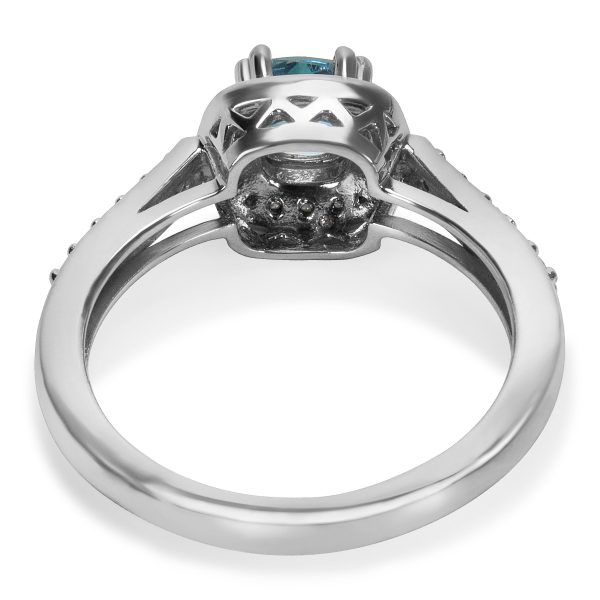 035207 bv BRAND NEW Diamond Blue Topaz Halo Ring in 14k White Gold 020 CTW