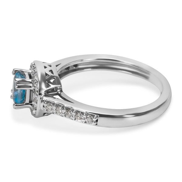 035207 sv BRAND NEW Diamond Blue Topaz Halo Ring in 14k White Gold 020 CTW