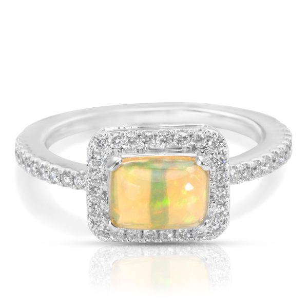 035424 fv BRAND NEW Opal and Diamond Fashion Ring in 14K White Gold 034 CTS