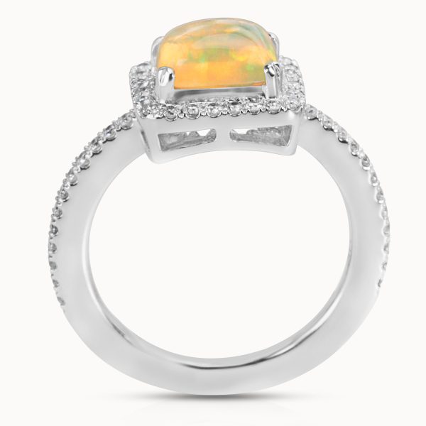 035424 pv BRAND NEW Opal and Diamond Fashion Ring in 14K White Gold 034 CTS