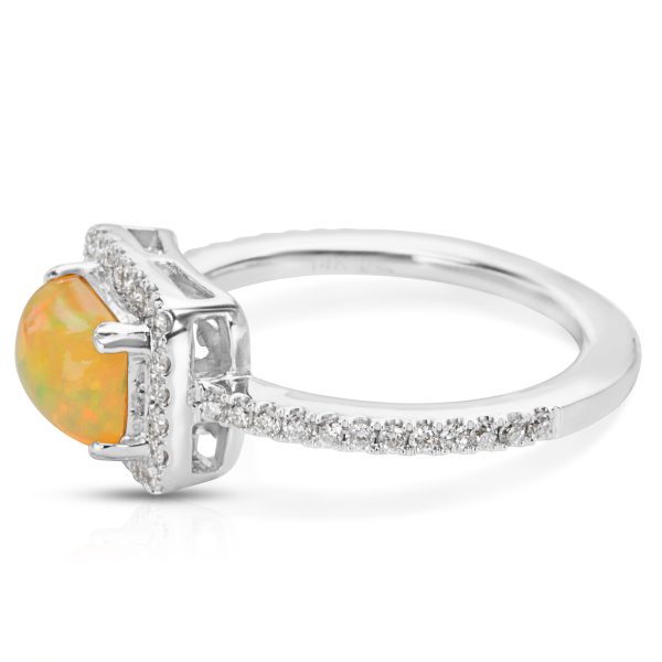 035424 sv BRAND NEW Opal and Diamond Fashion Ring in 14K White Gold 034 CTS