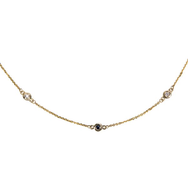 035706 fv BRAND NEW Diamond Sapphire By the Yard Necklace in 14K Yellow Gold 025 CTW