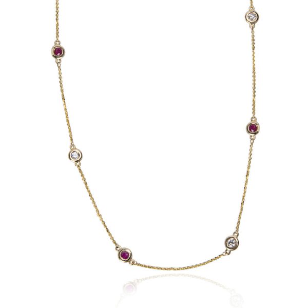 035708 fv BRAND NEW Diamond Ruby By the Yard Necklace in 14K Yellow Gold 053 CTW