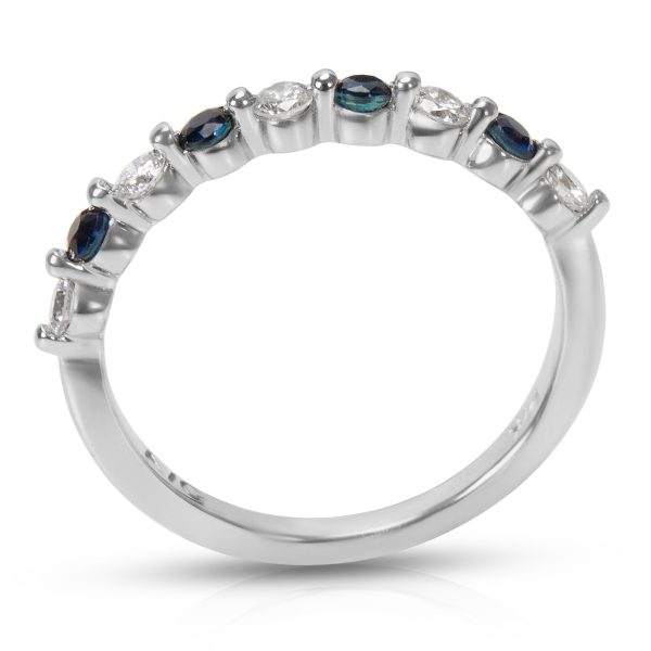 035724 pv Sapphire and Diamond Vintage Style Ring in 14K White Gold 026 CTW