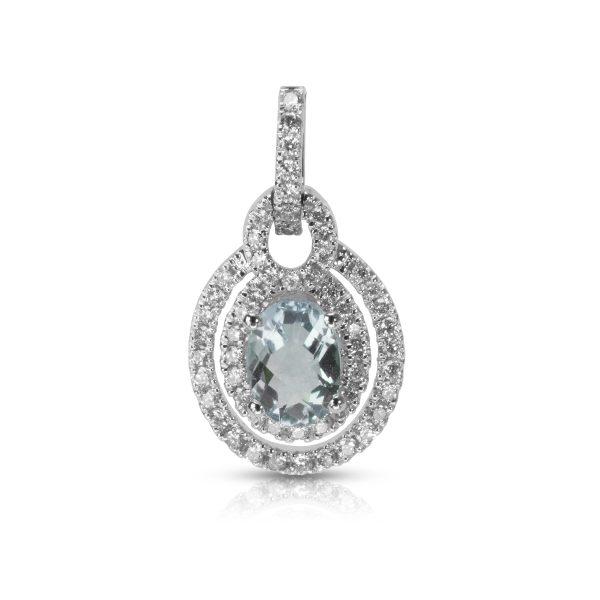 035885 fv ed5e1b94 da33 4f72 bf5c 927a78c06b97 BRAND NEW Aqua Oval Pendant in 14K White Gold with Diamonds 045 CTW