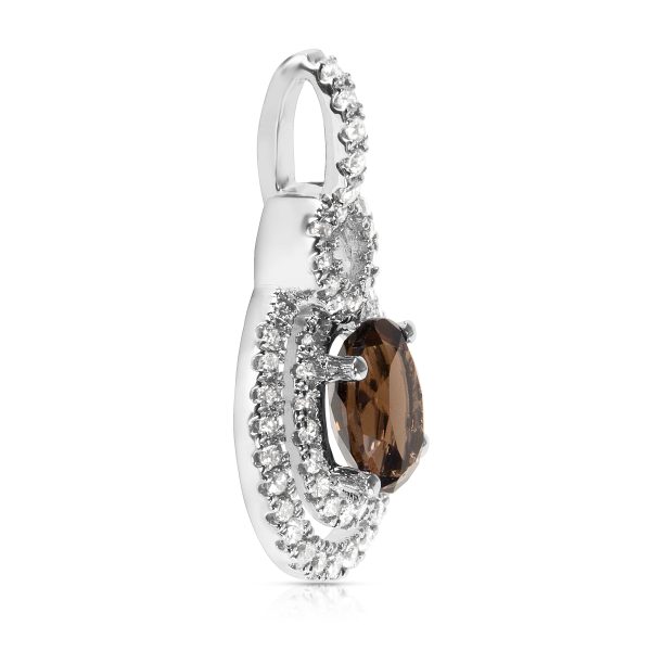 035899 sv 3dfdd0f3 52a3 47c4 b7e2 0a7d2b787bea BRAND NEW Smokey Quartz Oval Pendant in 14K White Gold with Diamonds 045 CTW