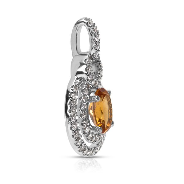 035907 sv BRAND NEW Citrine Oval Pendant in 14K White Gold with Diamonds 045 CTW