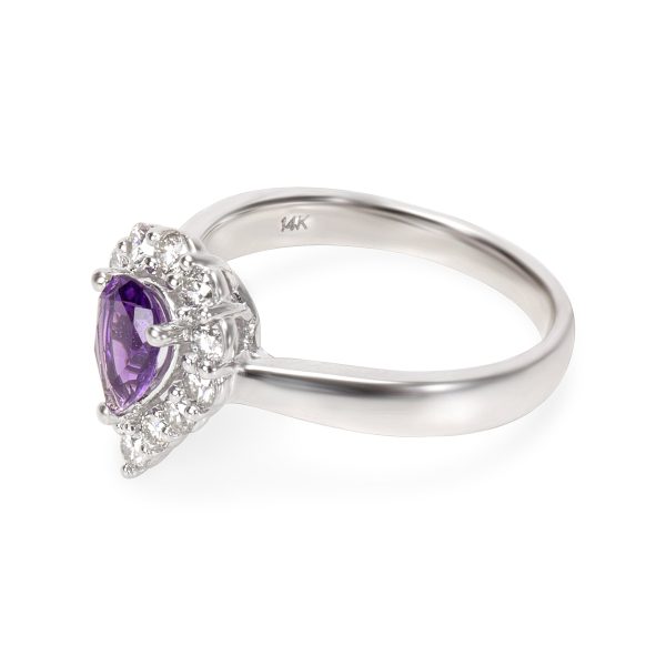 036346 sv 670ec649 d23e 417a 9536 865af0ac236a BRAND NEW Diamond Halo Pear Shape Amethyst Ring in 14k White Gold 060 CTW