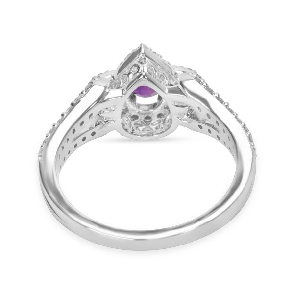 036374 bv BRAND NEW Diamond Amethyst Pear Ring in 14k White Gold 050 CTW