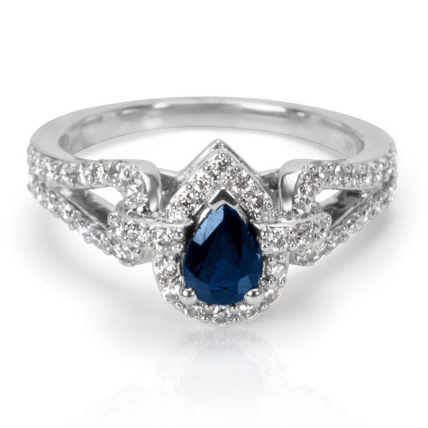 036376 fv 44f2c8e9 061f 4da4 93a9 7fef502ed306 Sapphire Pear Ring in 14K White Gold with Diamonds 050 CTW