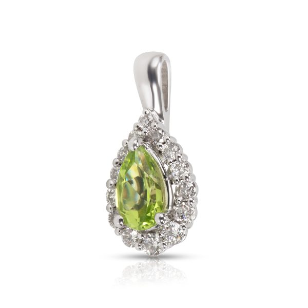 036381 fv 14K White Gold 045 ctw Diamond 085 ct Peridot Pear Pendant