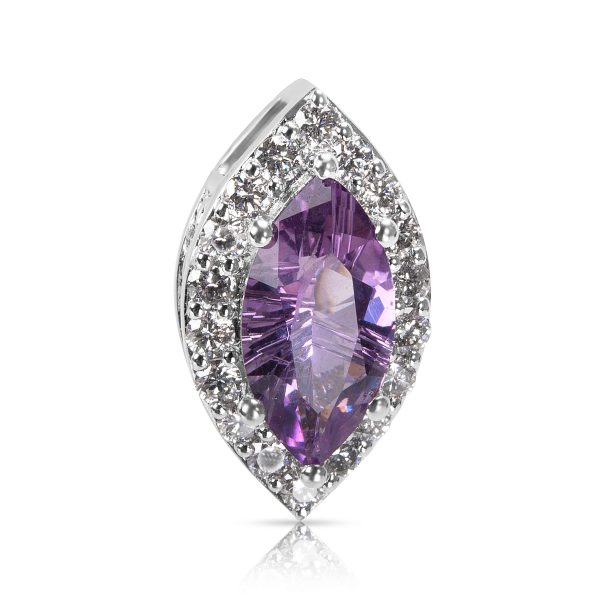 036395 fv BRAND NEW Diamond Amethyst Marquise Pendant in 14k White Gold 054 CTW