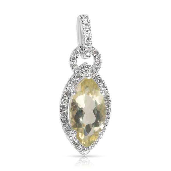 036403 fv aa47cdec a46b 483d a1a8 2ac5b45da6c2 BRAND NEW Lemon Quartz Diamond Marquise Pendant in 14k White Gold 020 CTW