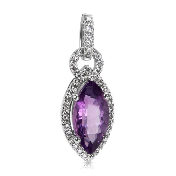 036404 fv 57a655b8 56d9 4220 befb 3bf0b1dd6df9 BRAND NEW Amethyst Pendant in 14K White Gold with Diamonds 020 CTW