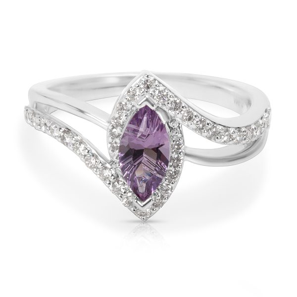 036433 fv BRAND NEW Amethyst Marquise Ring in 14K White Gold with Diamonds 048 CTW