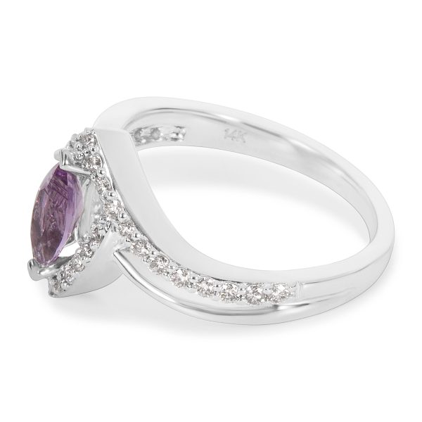 036433 sv BRAND NEW Amethyst Marquise Ring in 14K White Gold with Diamonds 048 CTW