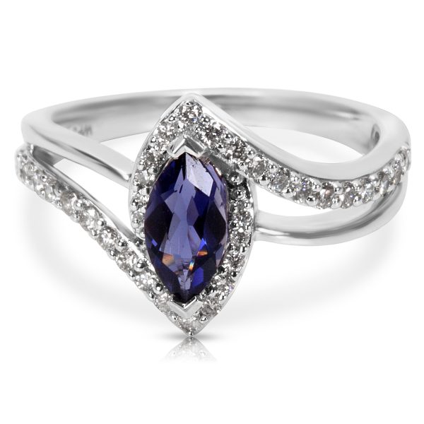 036438 fv a3be0284 f15f 47cd 809d 1d28f1f933ad BRAND NEW Diamond Iolite Marquise Ring in 14k White Gold 048 CTW