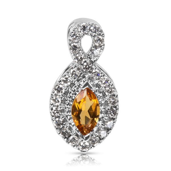 036440 fv BRAND NEW Diamond Citrine Marquise Pendant in 14K White Gold 041 CTW