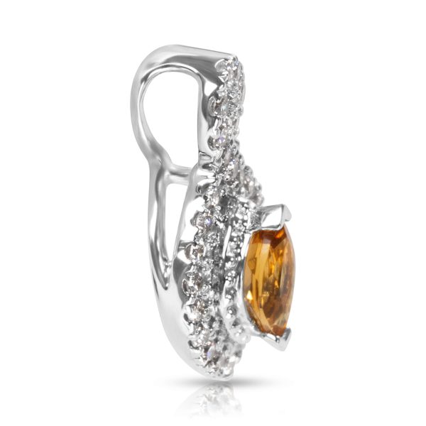 036440 sv BRAND NEW Diamond Citrine Marquise Pendant in 14K White Gold 041 CTW