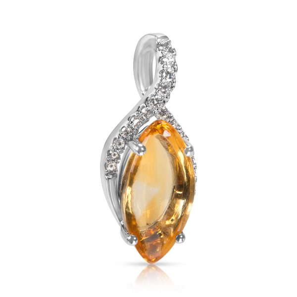 036442 fv BRAND NEW Citrine Marquise Pendant in 14k White Gold with Diamonds 015 CTW