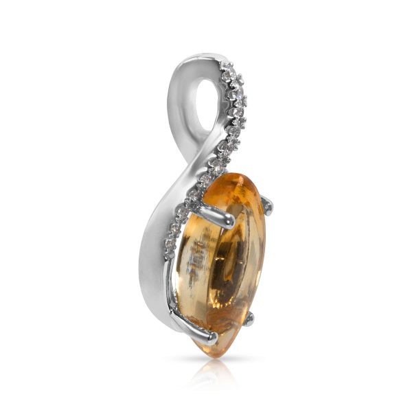 036442 sv BRAND NEW Citrine Marquise Pendant in 14k White Gold with Diamonds 015 CTW