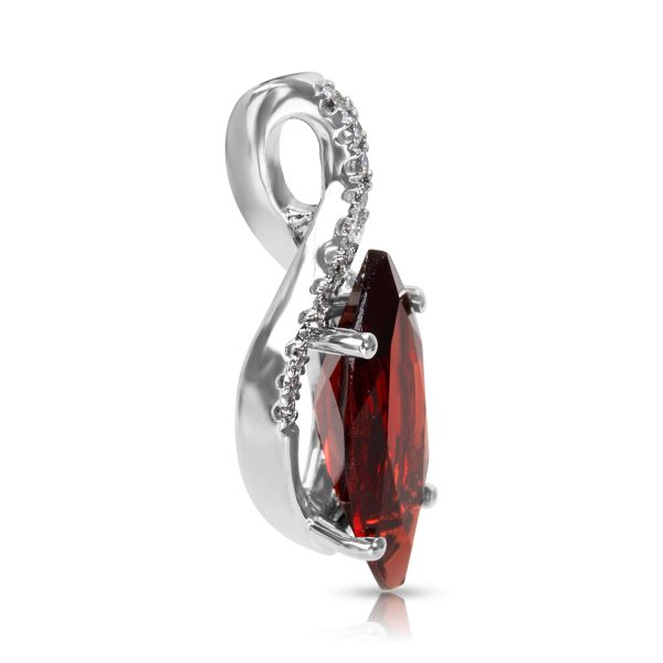 036448 sv b0a2afa2 da08 469f 8e54 5ff6c4757d10 BRAND NEW Diamond Garnet Marquise Pendant in 14k White Gold 015 CTW