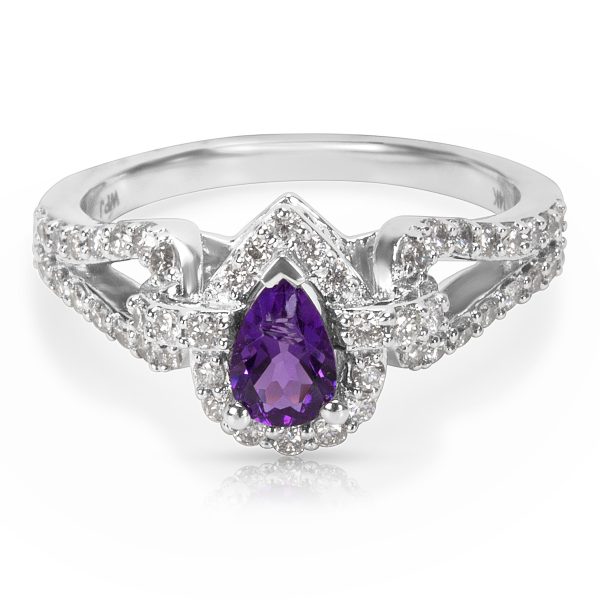 036457 fv BRAND NEW Amethyst Diamond Pear Ring in 14K White Gold 050 CTW