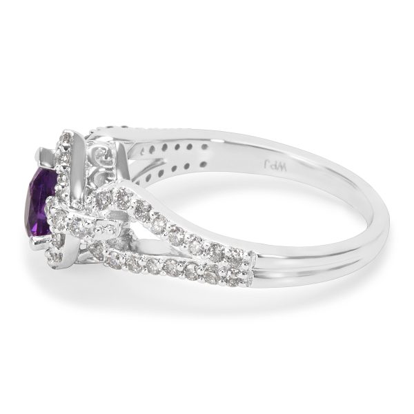 036457 sv d5d9b88c 4f51 4b61 8ea8 4c211a105f0c BRAND NEW Amethyst Diamond Pear Ring in 14K White Gold 050 CTW