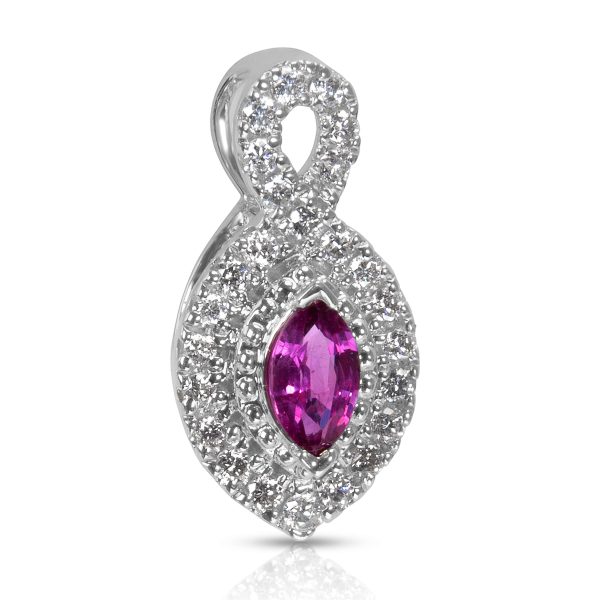 036494 fv BRAND NEW Rhodolite Marquise Pendant in 14K White Gold with Diamonds 016 CTW