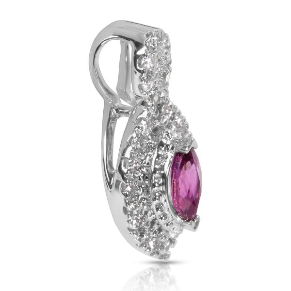 036494 sv BRAND NEW Rhodolite Marquise Pendant in 14K White Gold with Diamonds 016 CTW