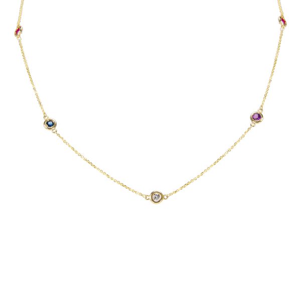 036850 fv d3b239d4 7ffd 473c 8720 e4419bab0385 Diamond by the Yard Necklace Rubies Sapphires Emeralds in 14KT Gold 071 CT