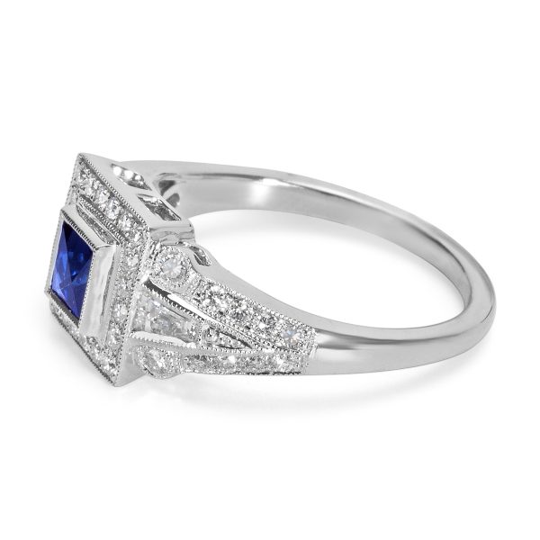 036870 sv Sapphire Diamond Fashion Ring in 18K White Gold 049 CTW