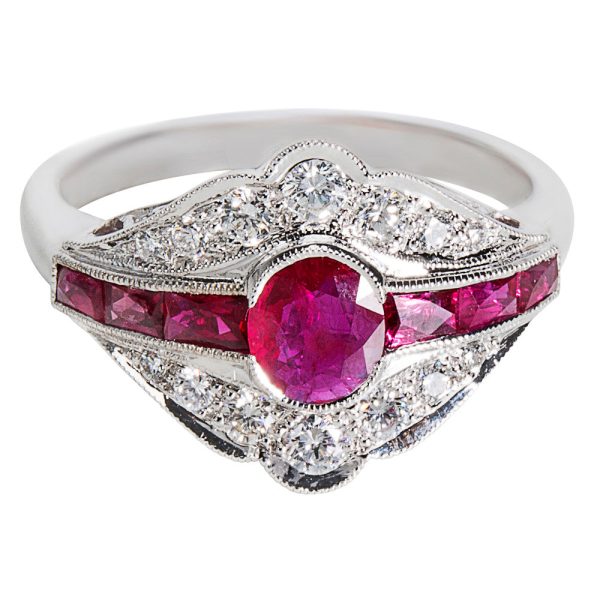 037023 PV 519f3c28 c19e 4d76 9bdf 9e50fcae1155 Ruby Diamond Ring in 18K White Gold 030 CTW