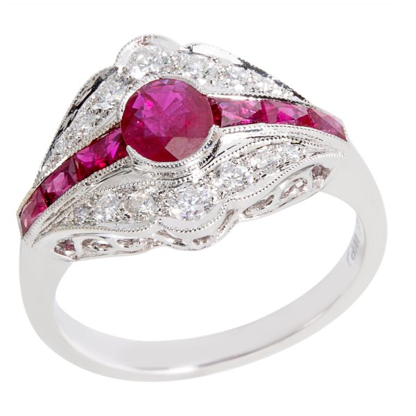 037023 stamp e094cd67 a834 4f8c ac95 a48edc4c58a8 Ruby Diamond Ring in 18K White Gold 030 CTW