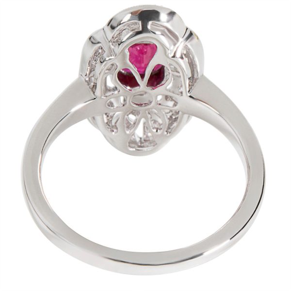 037031 BV Ruby Diamond Ring in 18K White Gold 014 CTW