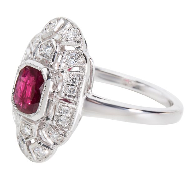 037031 sv Ruby Diamond Ring in 18K White Gold 014 CTW