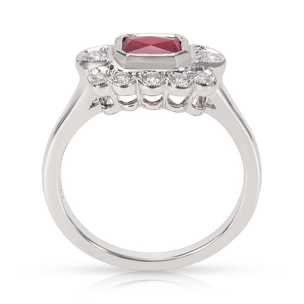 037035 pv Ruby Diamond Ring in 18K White Gold 025 CTW