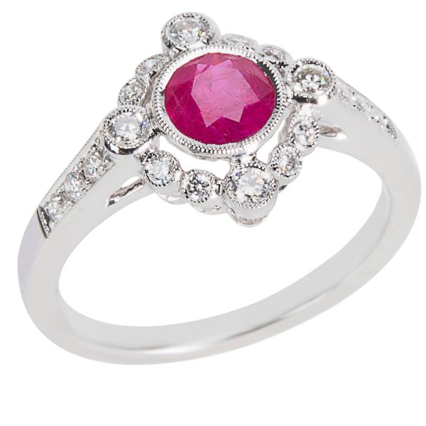 037046 FV c4b9e919 d1b2 4de6 87ce f5d812145e82 Ruby Diamond Ring in 18K White Gold 097 CTW