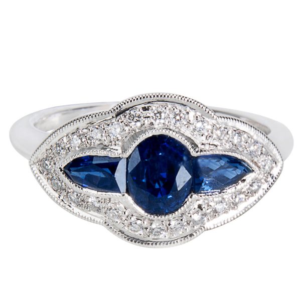 037055 PV 9b0e70a6 b4b2 48dd a9b2 16d33f9bd526 Sapphire Diamond Ring in 18K White Gold 015 CTW