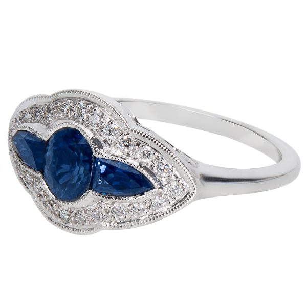 037055 sv Sapphire Diamond Ring in 18K White Gold 015 CTW