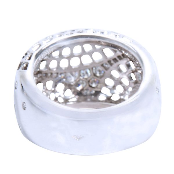 037065 BV Cartier Broiderie Diamond Dome Ring in 18K White Gold 045 Ctw