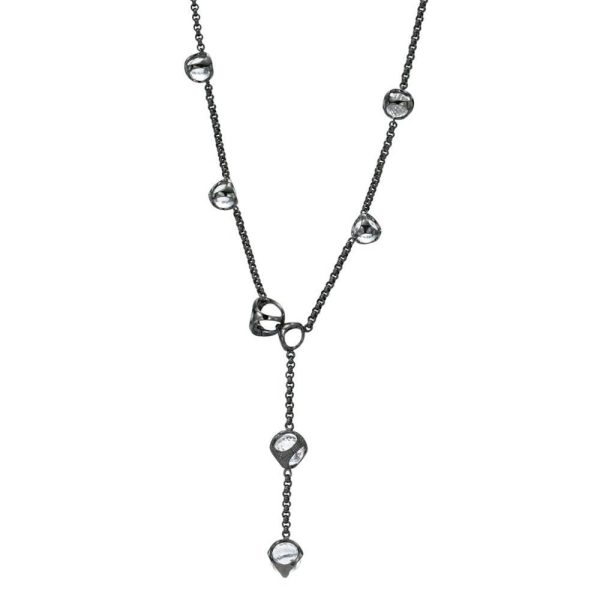 037127 FV d27a701c 2b99 4fb4 8a2e 2f6fe0be62b9 Di Modolo Rock Crystal Lariat Necklace in Black Rhodium Plated Silver MSRP 880