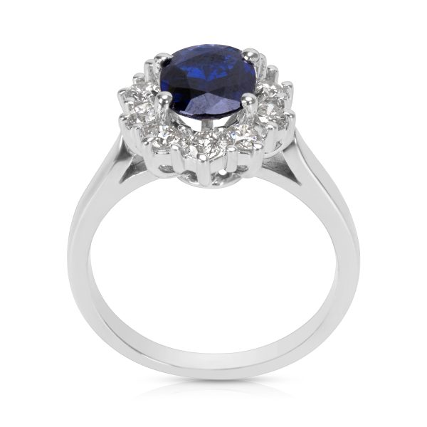 038392 pv Sapphire Center Diamond Fashion Ring in 14K White Gold 050 CTW