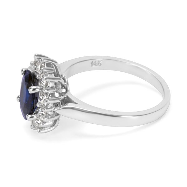 038392 sv Sapphire Center Diamond Fashion Ring in 14K White Gold 050 CTW