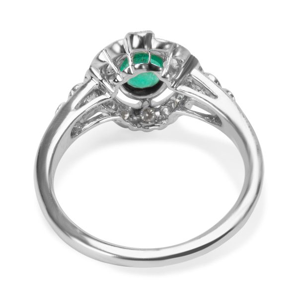 038456 bv 9a2eaf10 d817 4c46 a47e 6fd68d838e7a BRAND NEW Emerald Diamond Vintage Ring in 18K White Gold 022 CTW