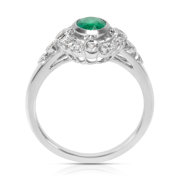 038456 pv 76b12a04 394a 4857 b97d 4c25eb4cae23 BRAND NEW Emerald Diamond Vintage Ring in 18K White Gold 022 CTW