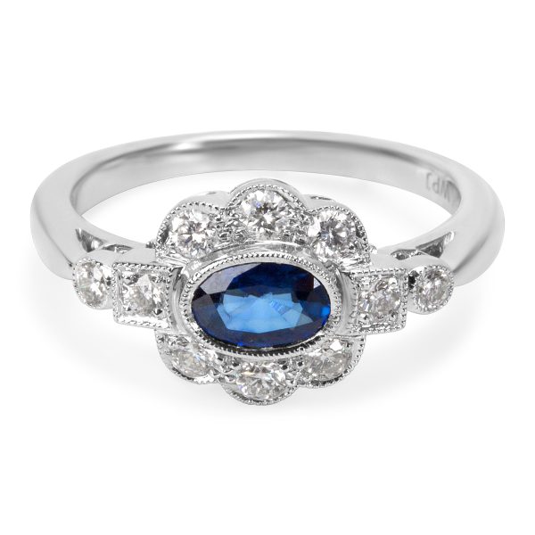 038478 fv 84e44103 1ac6 4fec 84ca f8c7ad062583 BRAND NEW Diamond and Sapphire Vintage Ring in 18K White Gold 032 CTW