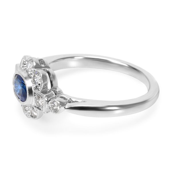 038478 sv e791e321 c583 4d90 be99 6545e1e88a53 BRAND NEW Diamond and Sapphire Vintage Ring in 18K White Gold 032 CTW