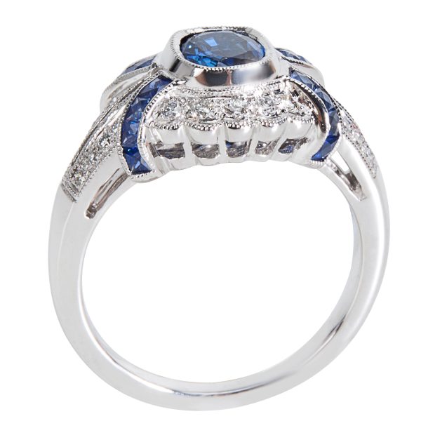 038481 av a542368d 9324 4293 8ada 0c0a9d4aeb0c BRAND NEW Diamond Sapphire Vintage Style Ring in 18K White Gold 010 CTW